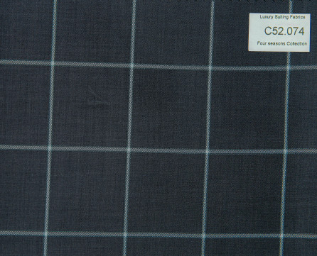 C52.074 Kevinlli Four Season Colletion - Vải 50% Wool - Xám Caro trắng